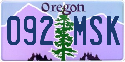 OR license plate 092MSK