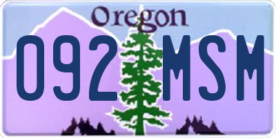 OR license plate 092MSM