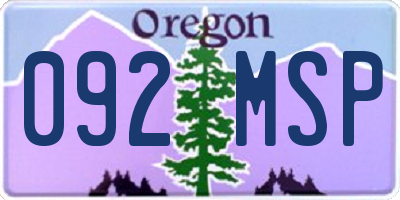OR license plate 092MSP