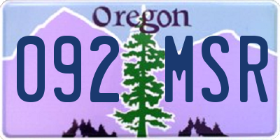 OR license plate 092MSR