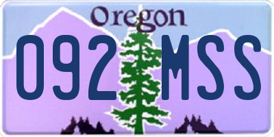 OR license plate 092MSS
