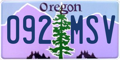OR license plate 092MSV