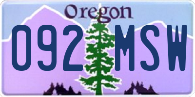 OR license plate 092MSW