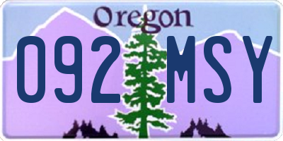 OR license plate 092MSY