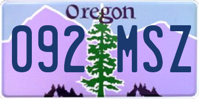 OR license plate 092MSZ