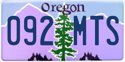 OR license plate 092MTS