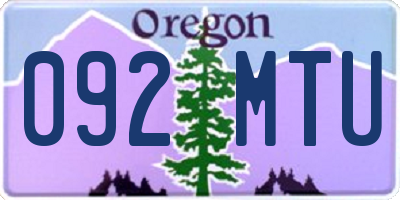 OR license plate 092MTU