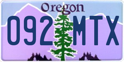 OR license plate 092MTX