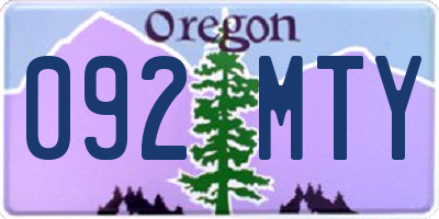 OR license plate 092MTY