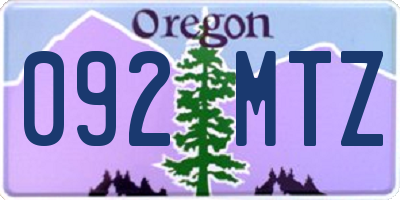 OR license plate 092MTZ
