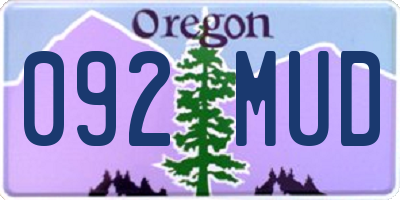 OR license plate 092MUD