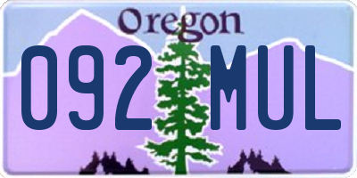OR license plate 092MUL