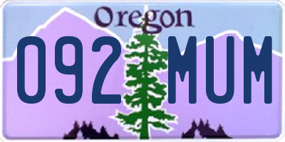 OR license plate 092MUM