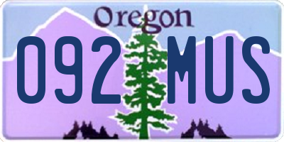 OR license plate 092MUS