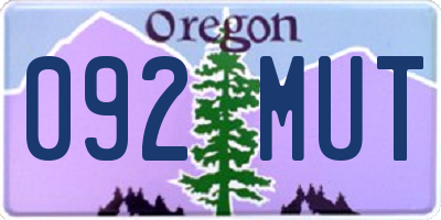OR license plate 092MUT