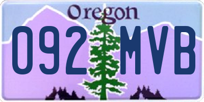 OR license plate 092MVB