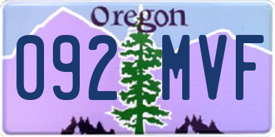 OR license plate 092MVF