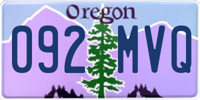 OR license plate 092MVQ