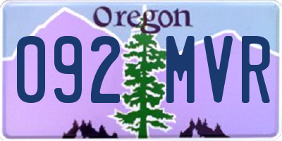 OR license plate 092MVR