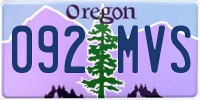 OR license plate 092MVS