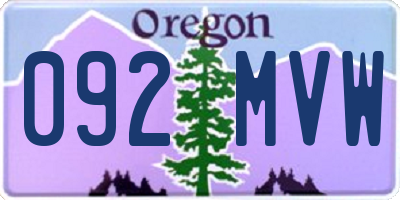 OR license plate 092MVW