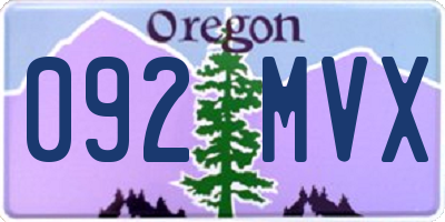 OR license plate 092MVX