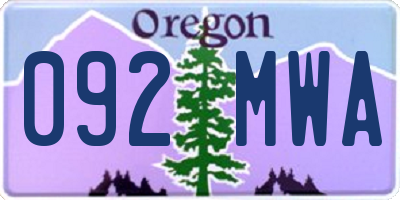 OR license plate 092MWA