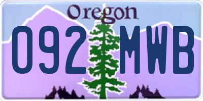 OR license plate 092MWB