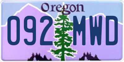 OR license plate 092MWD