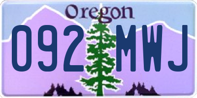 OR license plate 092MWJ