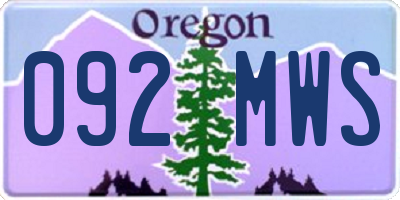 OR license plate 092MWS