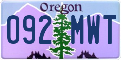 OR license plate 092MWT