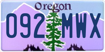 OR license plate 092MWX