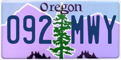 OR license plate 092MWY