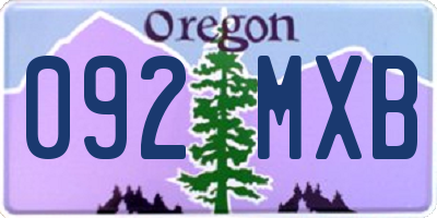 OR license plate 092MXB