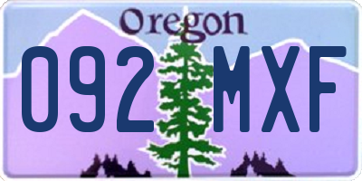 OR license plate 092MXF