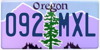 OR license plate 092MXL