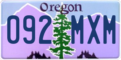 OR license plate 092MXM