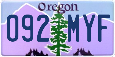 OR license plate 092MYF