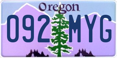 OR license plate 092MYG