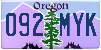 OR license plate 092MYK