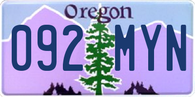 OR license plate 092MYN