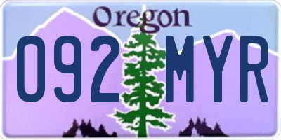 OR license plate 092MYR