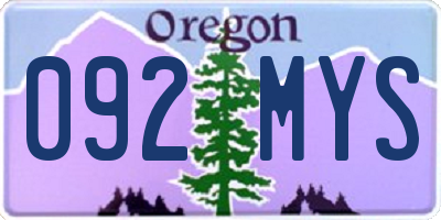 OR license plate 092MYS
