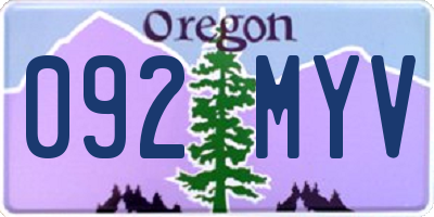 OR license plate 092MYV