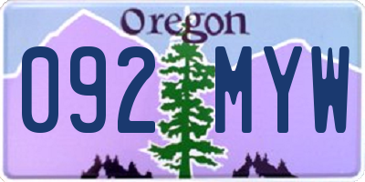 OR license plate 092MYW