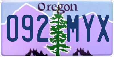 OR license plate 092MYX