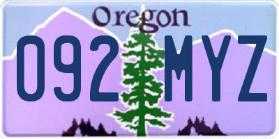 OR license plate 092MYZ