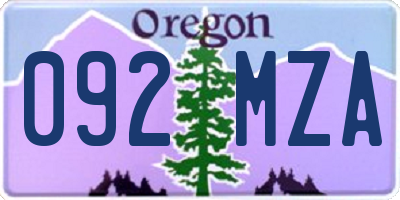 OR license plate 092MZA