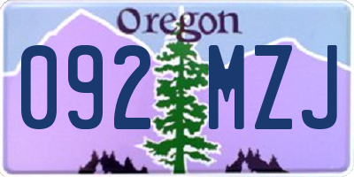 OR license plate 092MZJ
